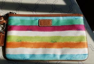 Coach Wristlet Rainbow Striped